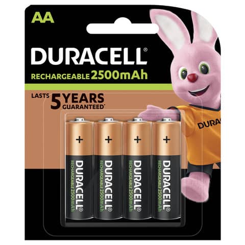 Batterie ricaricabili Duracell Precaricata Stilo 2500 mAh AA conf. da 4 - DU75
